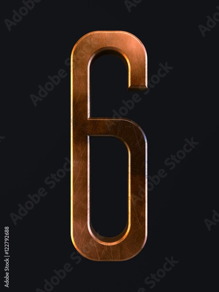 Fototapeta Golden scratch alphabet letter symbol 6 six