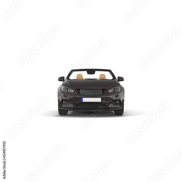 Fototapeta Front view convertible car isolated on a white. 3D illustration