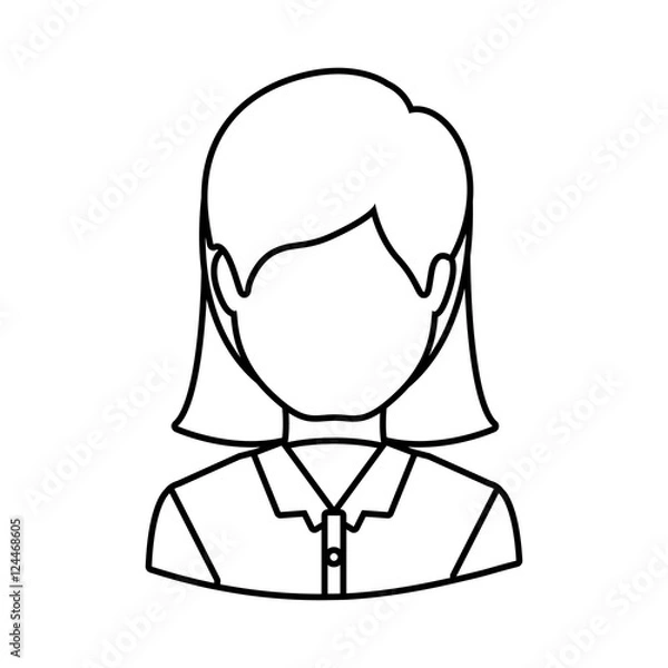 Fototapeta silhouette avatar female woman wearing executive clothes over white background. vector illustration