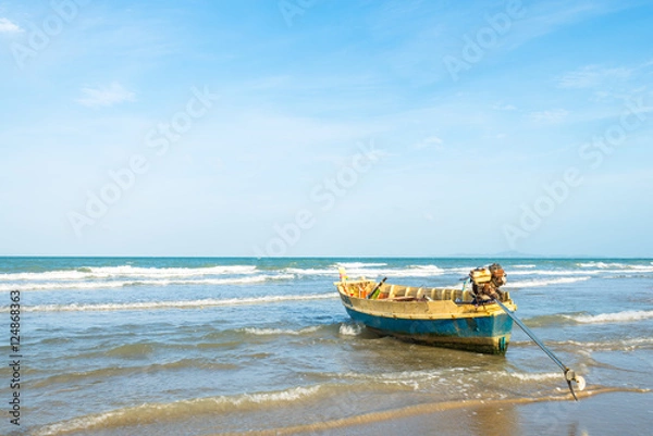 Fototapeta Long tail boat on the beach