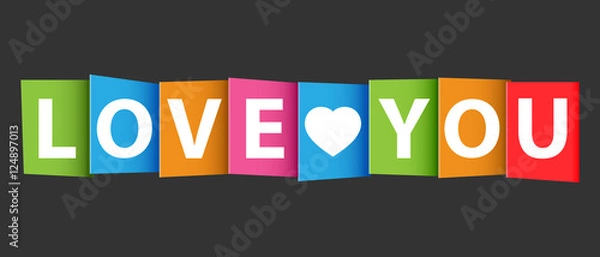 Fototapeta Love you colorful card. Vector illustration