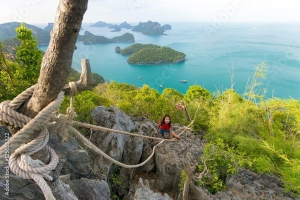 Fototapeta Climbing to the viewpoint