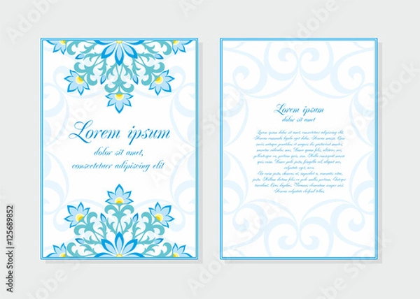 Fototapeta Templates flyer and invitation card in Oriental design. Floral ornament and pattern in a Moorish style. Arabesque.