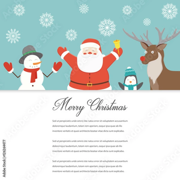 Fototapeta Funny Merry Christmas card. Christmas characters. Vector