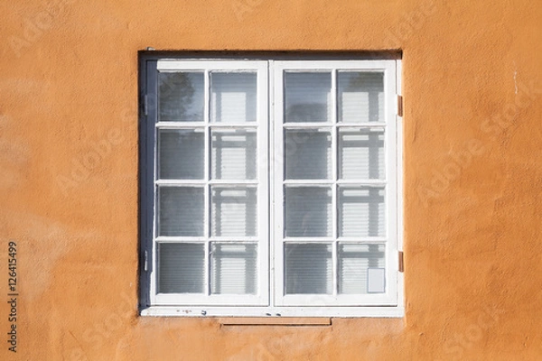 Fototapeta Square window in white wooden frame