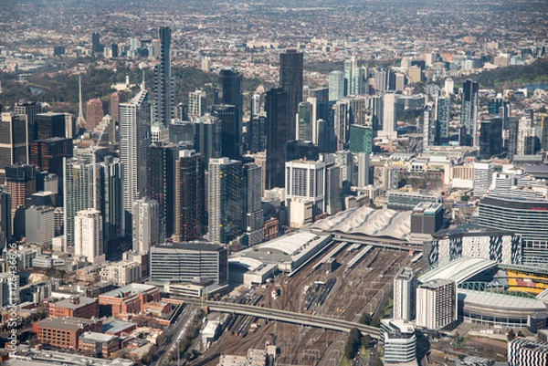 Fototapeta Aerial view of Melbourne city, Australia