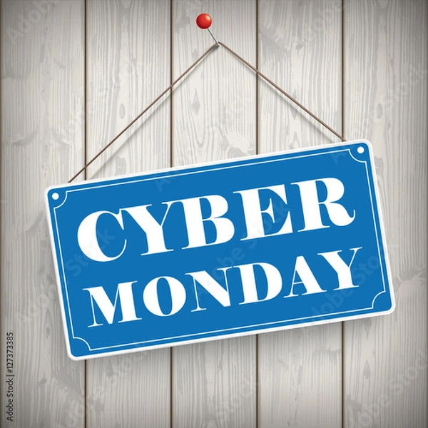 Fototapeta Sign Wooden Background Cyber Monday