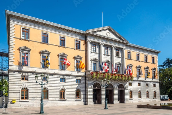 Fototapeta View at the Town hall in Annecy - France