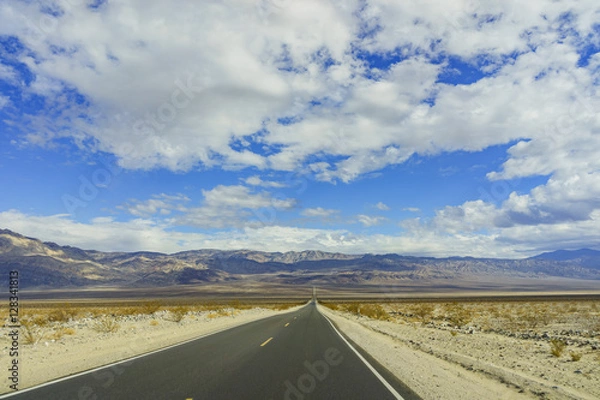 Fototapeta Beautiful straight road landscape