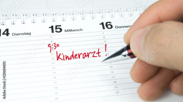 Fototapeta Kinderarzt / Termin im Terminkalender / Terminplaner