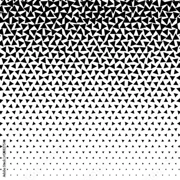 Obraz Abstract dotted background. Halftone effect illustration. Black triangles on white background.