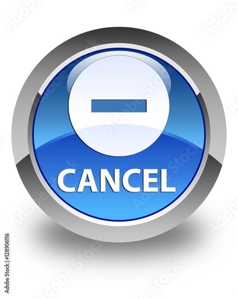 Fototapeta Cancel glossy blue round button