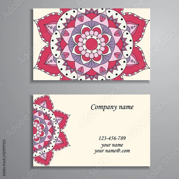 Fototapeta Business Card. Vintage decorative elements. Ornamental floral bu