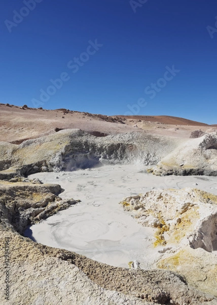 Fototapeta Bolivia, Potosi Departmant, Sur Lipez Province, Eduardo Avaroa Andean Fauna National Reserve, Landscape of the Geisers Sol de Manana.