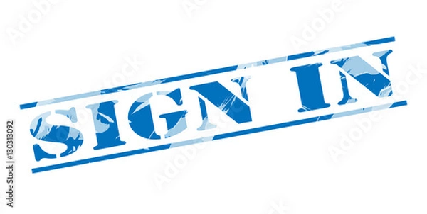 Obraz sign in blue stamp on white background