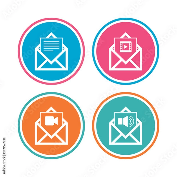 Fototapeta Mail envelope icons. Message document symbols.