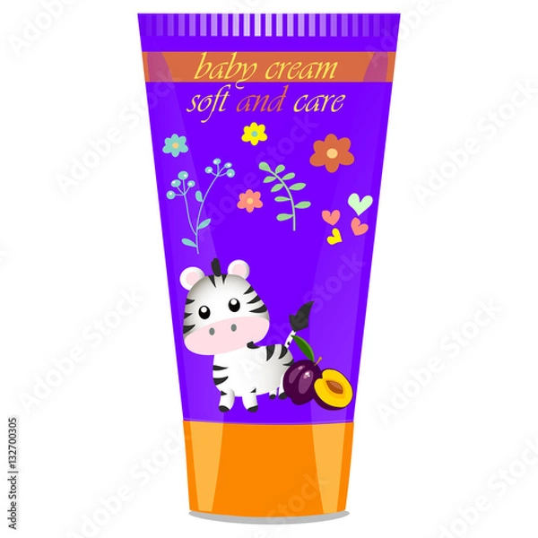 Fototapeta Baby cream tube with kids design