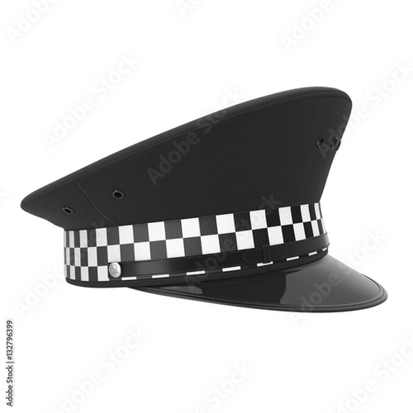 Fototapeta British Police Cap on white. 3D illustration