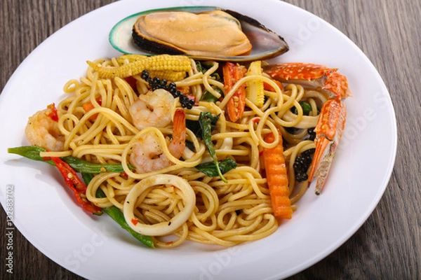 Fototapeta Seafood spaghetti