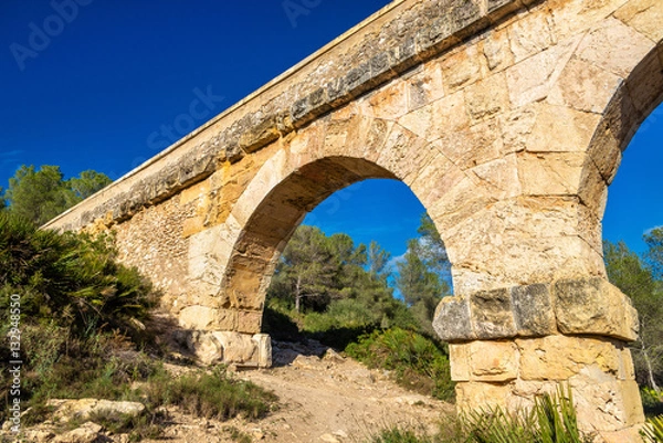 Fototapeta Les Ferreres Aqueduct, also known as Pont del Diable - Tarragona, Spain