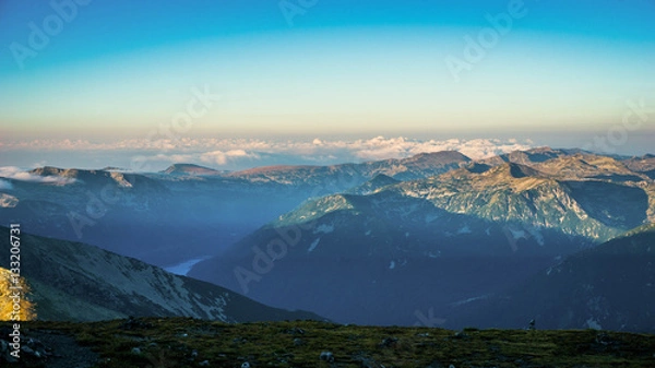 Obraz Epic Mountain Panorama View, Sunrise at Musala Peak, Bulgaria