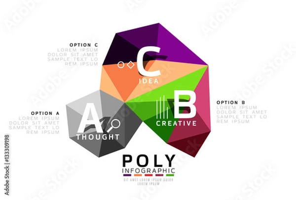 Fototapeta Moden low poly infographics template