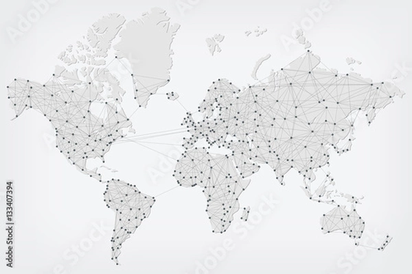 Fototapeta Abstract Telecommunication World Map - Detailed EPS10 vector design - Organized layers