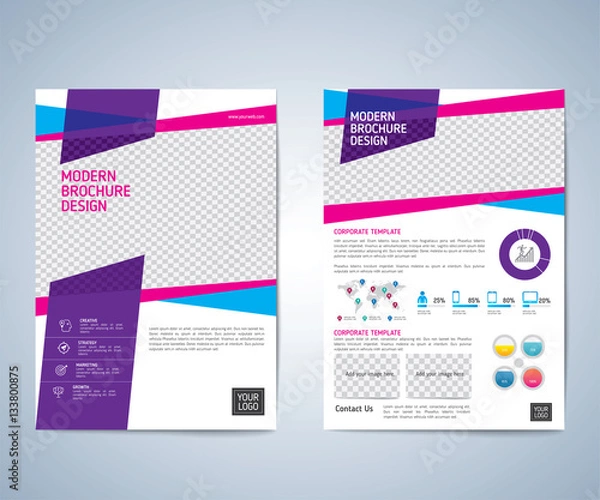 Fototapeta Business brochure flyer design layout template. Business brochure, flyer, magazine cover design template vector.layout education annual report A4 size.