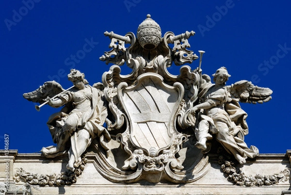 Fototapeta stemma del papa Clemente XII sulla fontana di Trevi a Roma