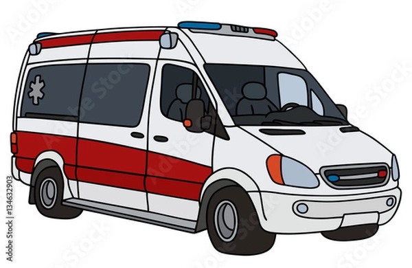 Fototapeta Hand drawing of an ambulance