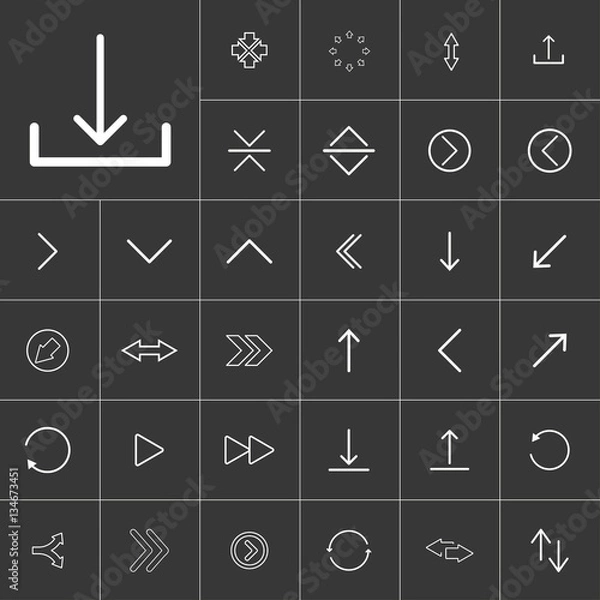 Fototapeta download, thin line arrow icon set for use in different applicat