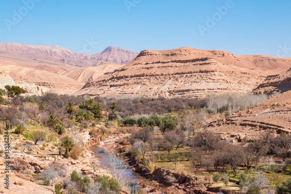 Fototapeta oasis among the hills in Morocco