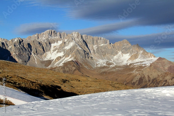 Fototapeta Punta Valfredda e Marmolada; Dolomiti di Fassa