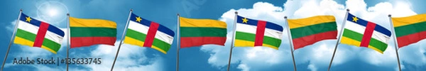 Fototapeta Central african republic flag with Lithuania flag, 3D rendering