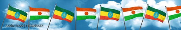 Obraz Ethiopia flag with Niger flag, 3D rendering