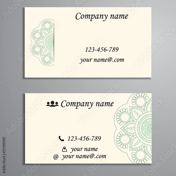 Fototapeta Invitation, business card or banner with text template. Round fl