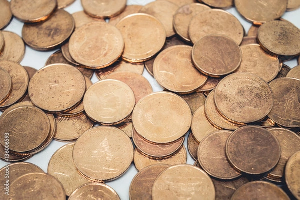 Fototapeta coins, heap of old bronze coins