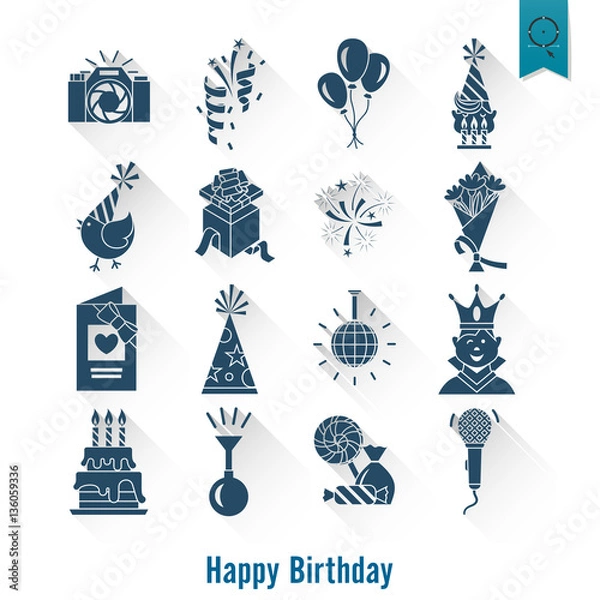 Obraz Happy Birthday Icons Set