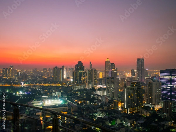 Fototapeta Bangkok business district in twilight