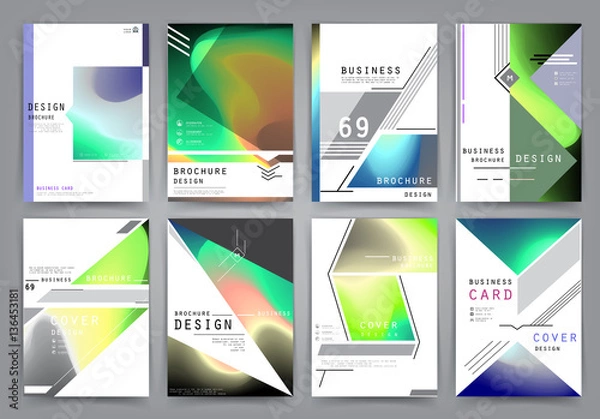 Fototapeta Business brochure 2017 vector set. Applicable for Banners, Placards, Posters, Flyers, cover design annual report, magazine, in A4 format. Modern geometric background template