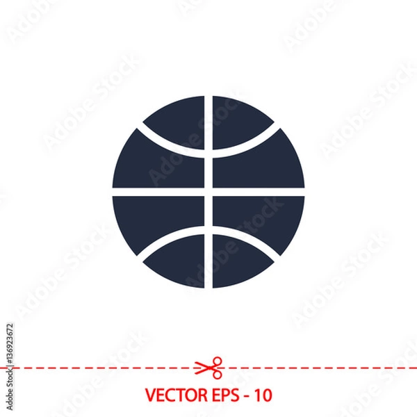 Fototapeta Basketball  icon, vector illustration. Flat design style