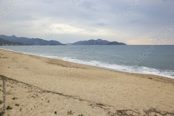 Fototapeta Beautiful view of Caraguatatuba beach, north coast of the state