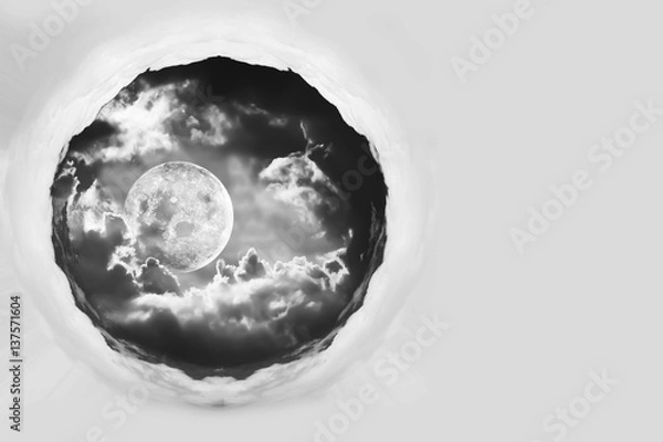 Fototapeta Abstract photo about Looking through the big hole of the white cloud.