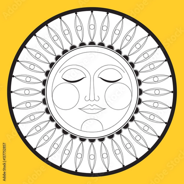 Fototapeta Sun, graphic ethnic symbol, icon. Vector