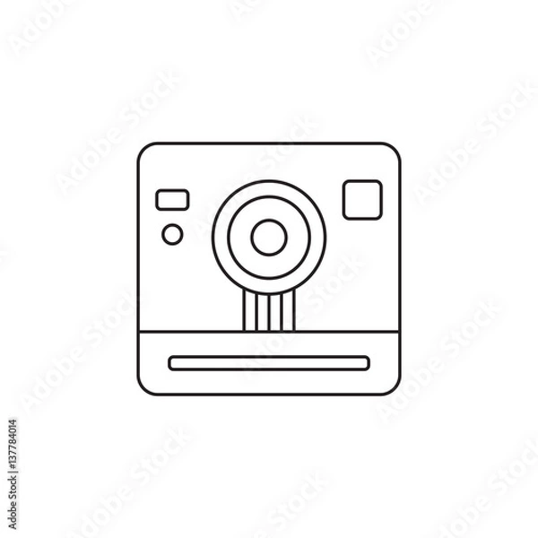 Obraz Retro camera line icon, outline vector logo illustration, linear pictogram isolated on white