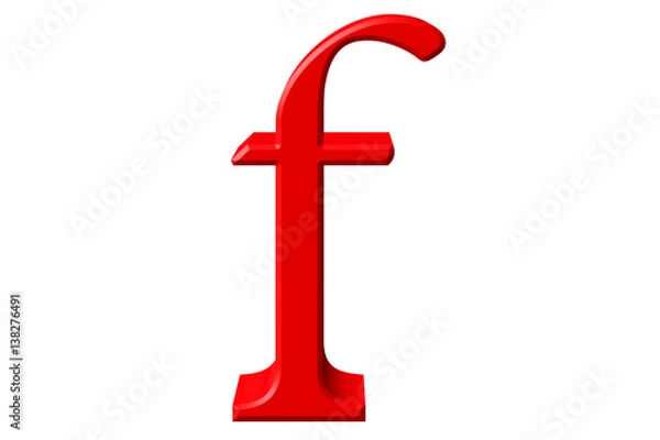 Fototapeta Lowercase letter F, isolated on white, with clipping path, 3D illustration