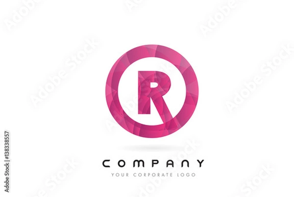 Fototapeta R Letter Logo Design with Circular Purple Pattern.