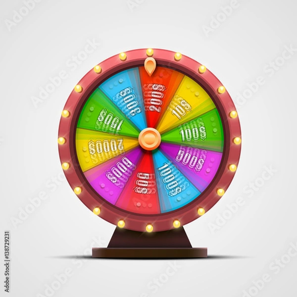 Fototapeta Colorful fortune wheel. isolated on white background.