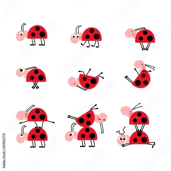 Fototapeta ladybugs in funny situations