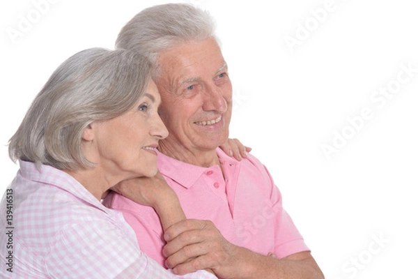 Fototapeta Happy elderly couple embracing